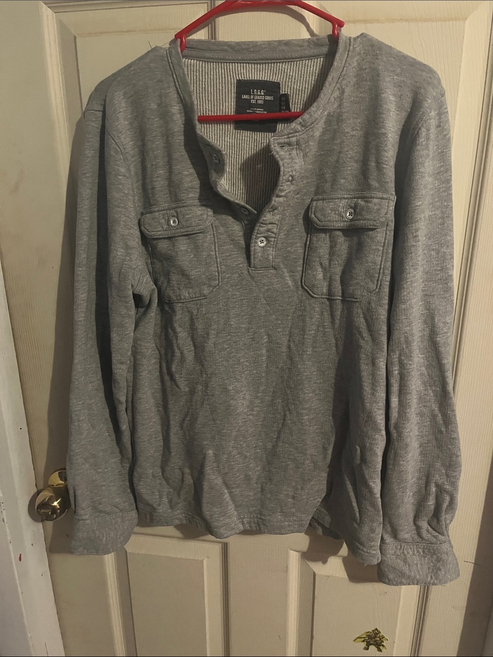 H&M Light Gray Long Sleeve Henley Top